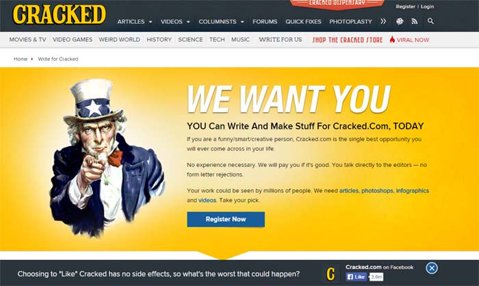 2. Cracked.com one of the biggest comedy websites