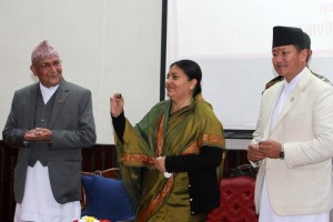 President Bidya Devi Bhandari launches the digital signature campaign, in Kathmandu, December 2, 2015. Photo: RSS