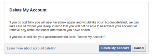 facebook account delete disappear